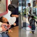 Mavie encanta ao visitar o pai, Neymar, no centro de treinamento do Santos