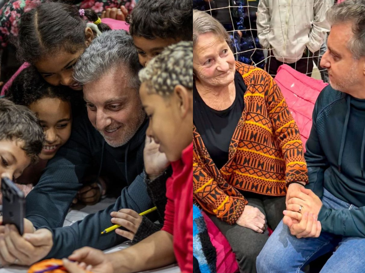 Luciano Huck visita abrigos