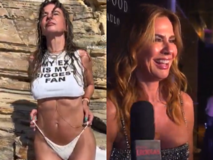 Luciana Gimenez usa camiseta de “Meu ex é meu fã” e brinca: “Vão ficar bravos?”