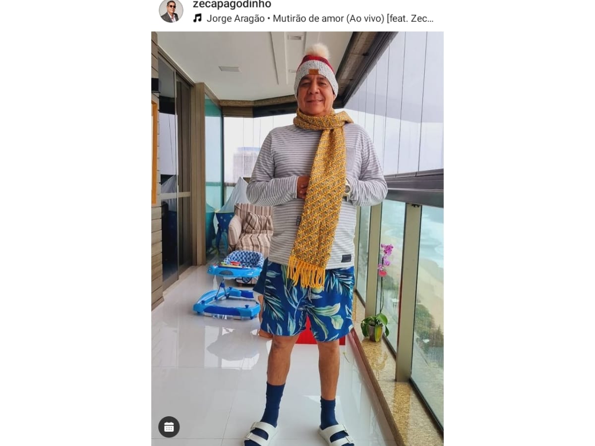 Zeca Pagodinho agasalhado (Reprodução Instagram)