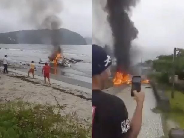 Avião explode após acidente em Ubatuba e imagens chocam