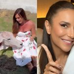 Ai, que tudo! Nicole Bahls recebe vaca em sítio e batiza de Ivete Sangalo