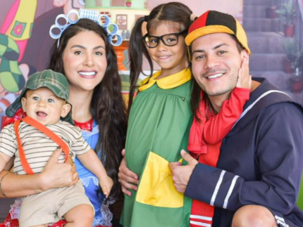 Arthur Aguiar e Jheny Santucci celebram 9 meses do filho com festa temática do Chaves