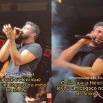 Henrique, dupla de Juliano, se assusta com jato de efeitos especiais no palco