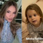 Fofa! Maria Flor se encanta com beleza de Virginia e enche a mãe de elogios