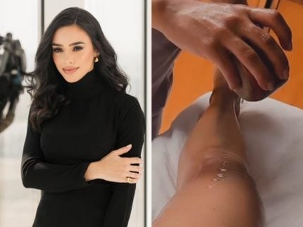 Bruna Biancardi chama atenção em tratamento com velas de massagem