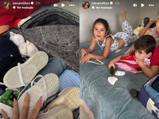 Malas prontas! Tainá compartilha preparação de viagem dos filhos com Léo Pereira para a final da Libertadores