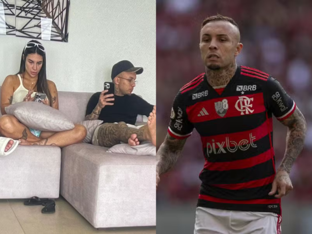 Cebolinha, do Flamengo, surge em imagens com influenciadora, apesar de negar conhecê-la