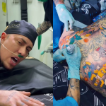 MC Daniel toma anestesia geral para fazer tatuagem nas costas por 7 horas. Veja resultado