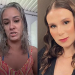 Aline e Jeniffer Castro, mãe da criança e passageira insultada por se recusar a ceder lugar na janela de avião para criança