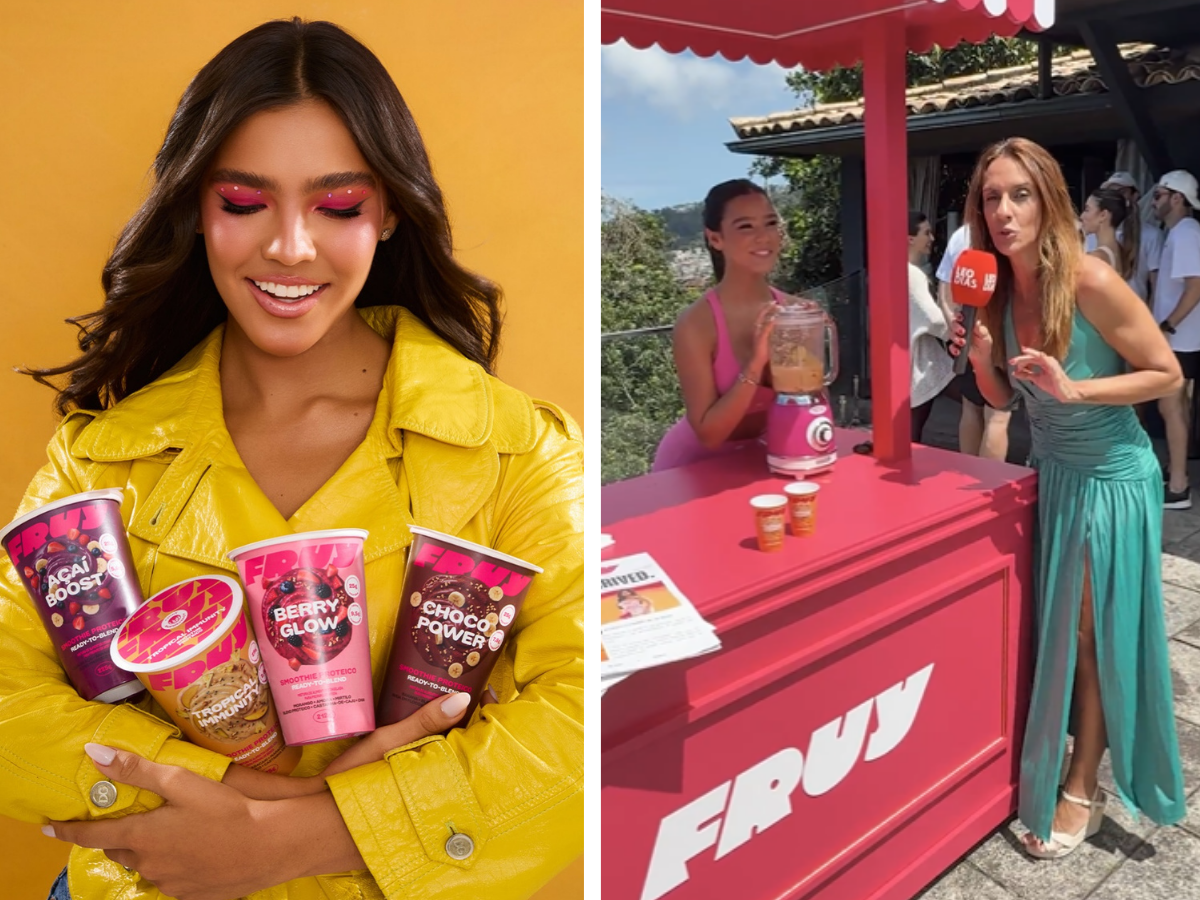 Duda Guerra lançou sua nova marca de smoothies proteicos / Reprodução: @dudaa.guerra e @fruy.br 