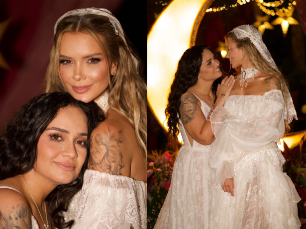 Dos 3 vestidos à lua de mel: Marcela Mc Gowan revela bastidores do casamento com Luiza Martins