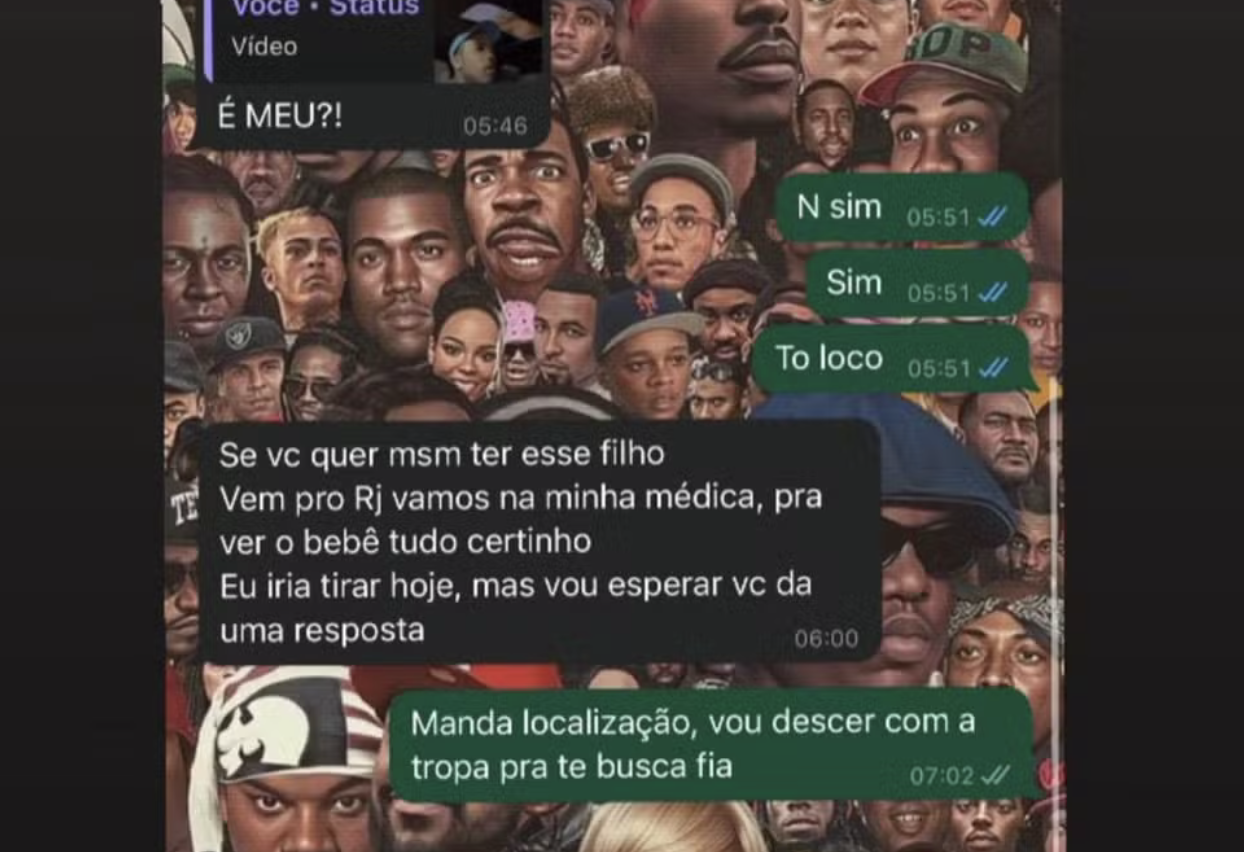 Gato Preto posta print de conversa com Bia Miranda