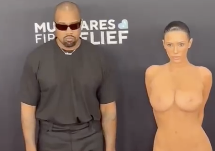 Kanye West e a esposa Bianca Censori. Reprodução: Hollywood Reporter/Recording Academy