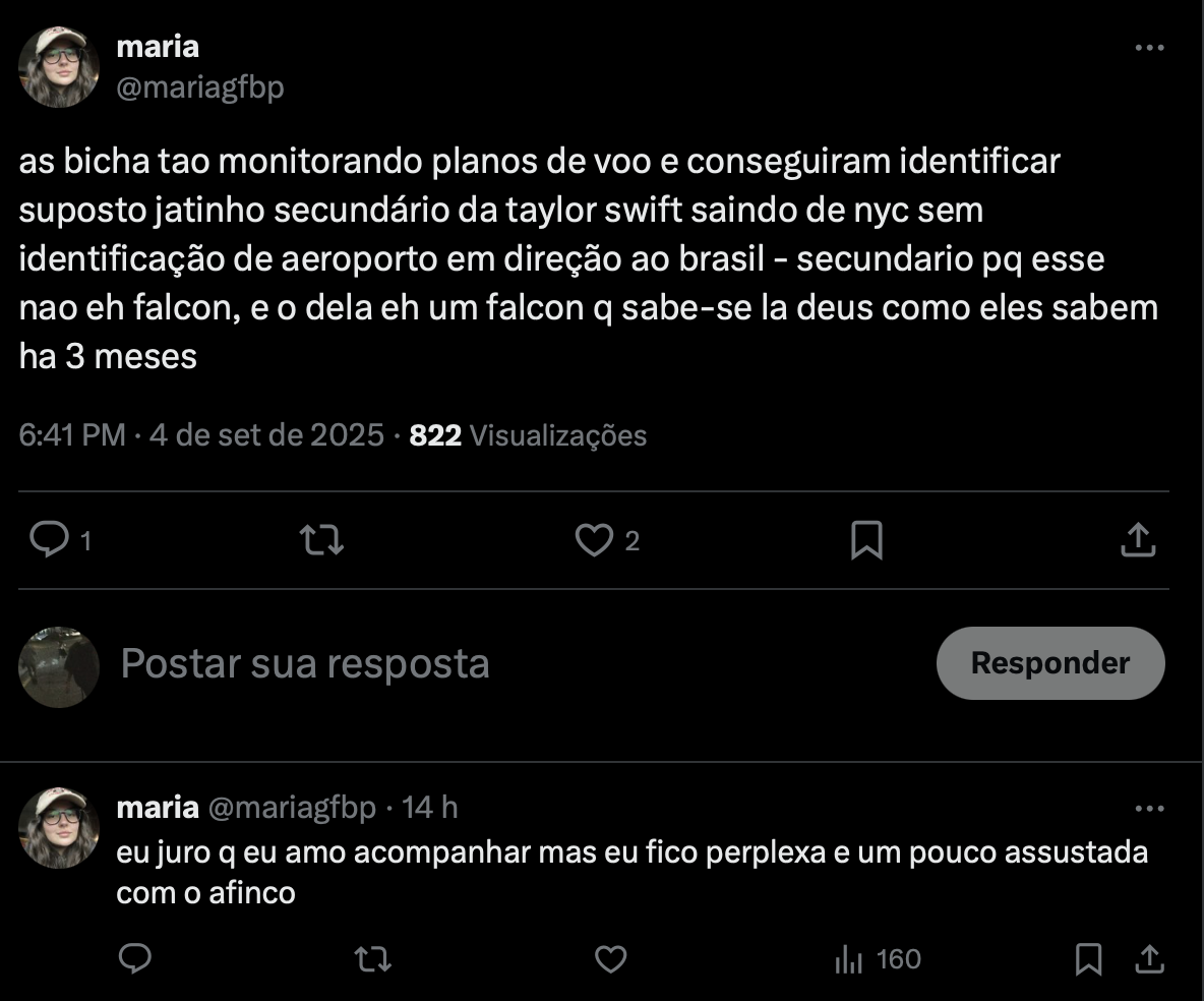 Reprodução / X: @mariagfbp Reprodução / X: @mariagfbp