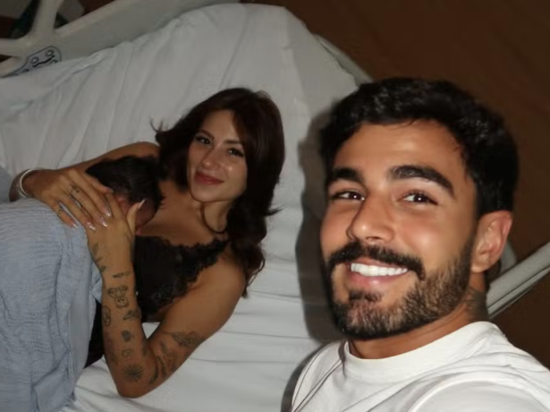 Ex-Fazenda Nathalia Valente dá à luz primeiro filho com Yuri Meirelles