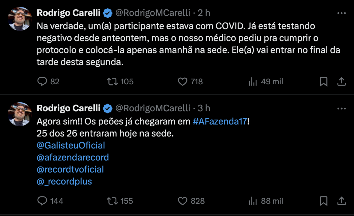 Reprodução / X: @RodrigoMCarelli