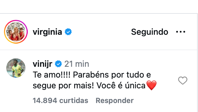 Crédito: Reprodução Instagram @virginia Crédito: Reprodução Instagram @virginia