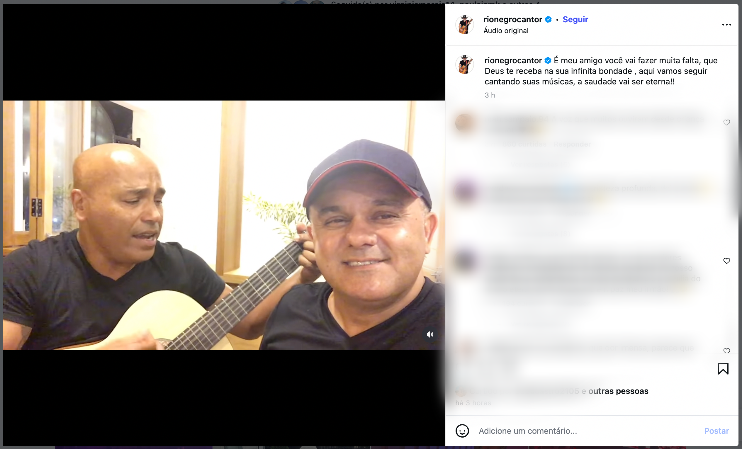 Crédito: Reprodução Instagram @rionegrocantor