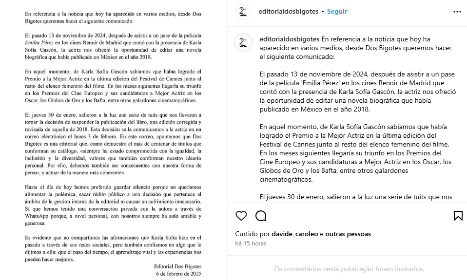 Reprodução: Instagram/Editora Dos Bigotes