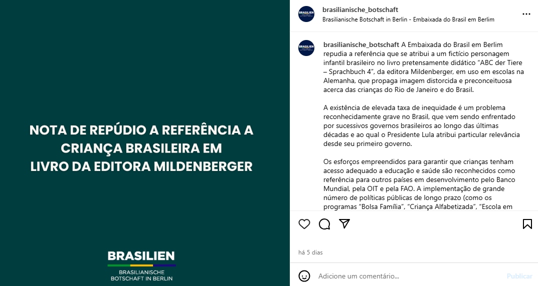 Reprodução: Instagram/Embaixada do Brasil em Berlim