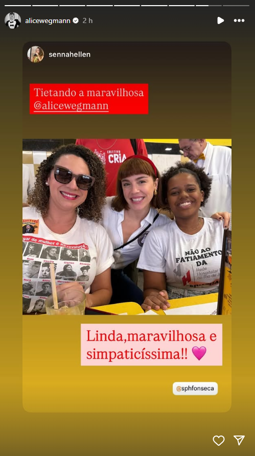 Reprodução: Instagram/Alice Wegmann