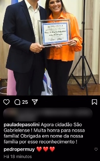 Reprodução: Instagram/Paula Pazolini