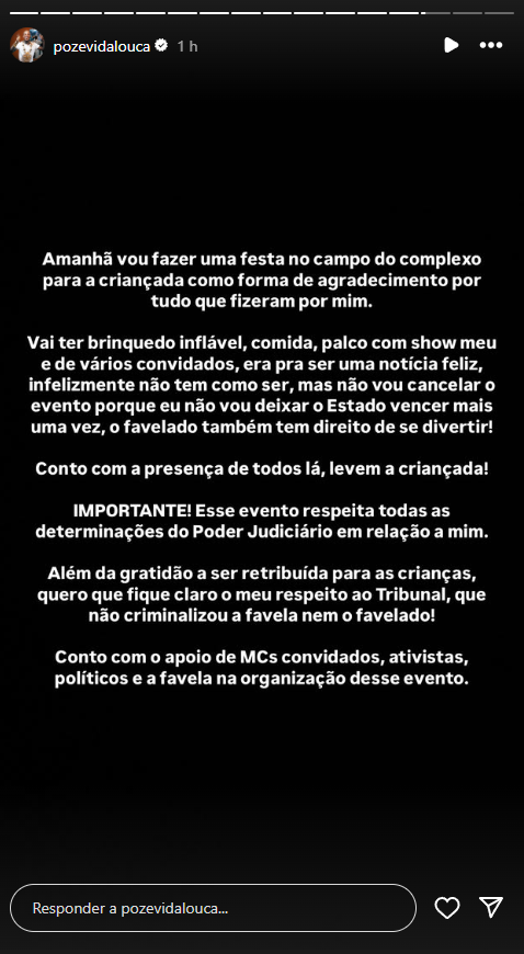Reprodução: Instagram/MC Poze do Rodo