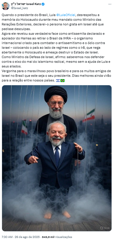 Reprodução: X/@Israel_katz