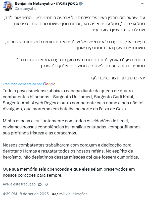 Reprodução: X/@netanyahu Reprodução: X/@netanyahu