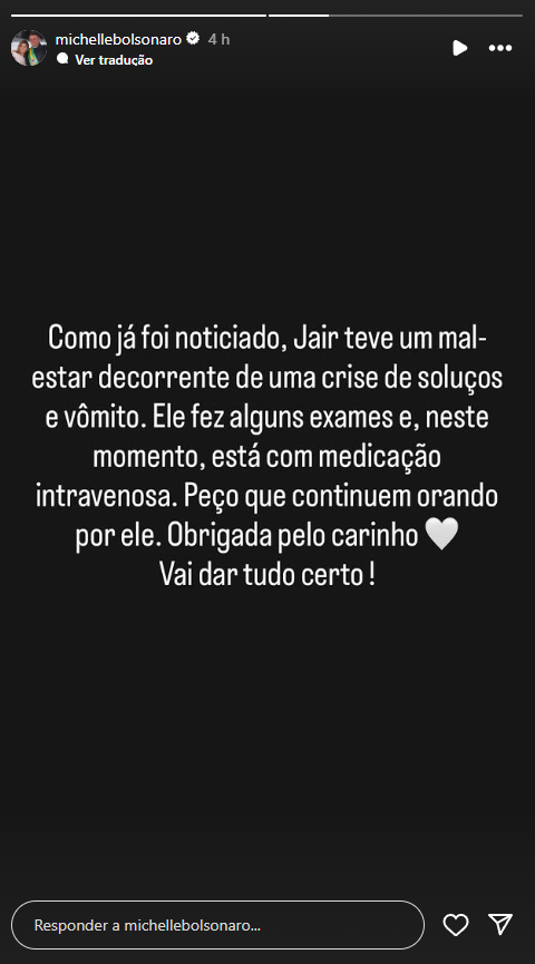 Reprodução: Instagram/@michellebolsonaro