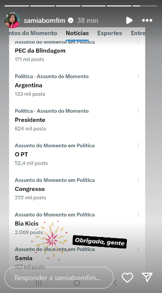 Reprodução: Instagram/@samiabomfim Reprodução: Instagram/@samiabomfim