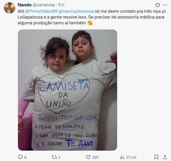 Reprodução: X/@carrerota