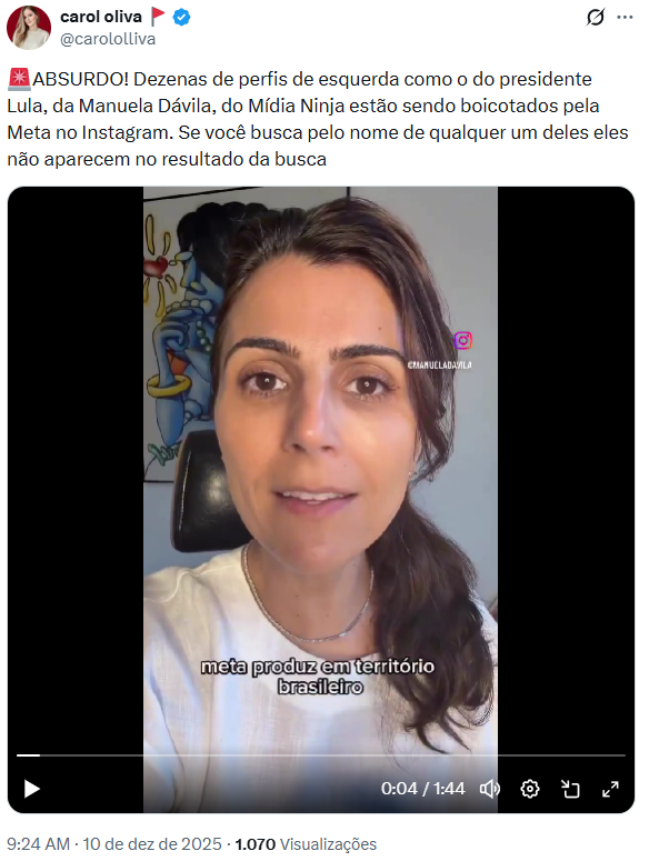 Reprodução: X/@carololliva Reprodução: X/@carololliva