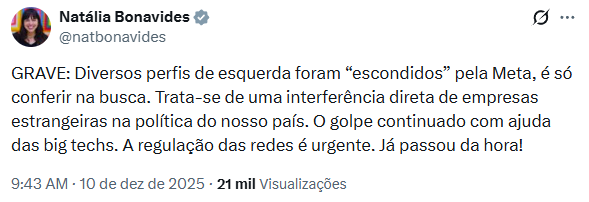Reprodução: X/@natbonavides Reprodução: X/@natbonavides