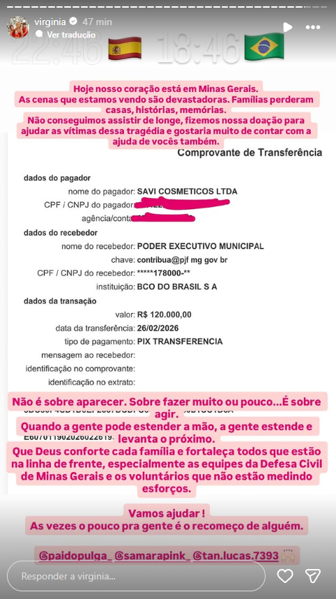 Reprodução: Instagram/@virginia