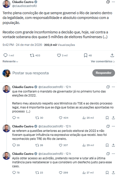 Reprodução: X/@claudiocastroRJ