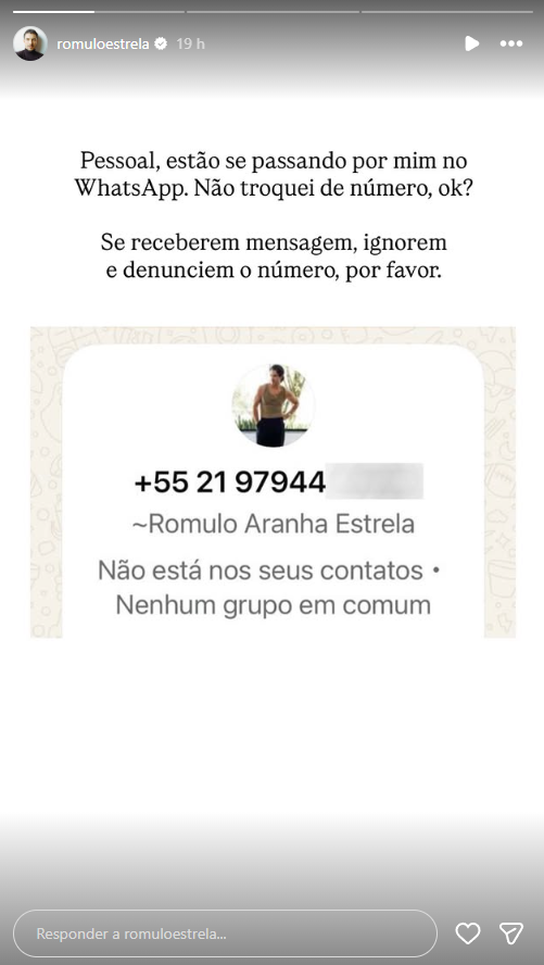 Reprodução: Instagram/@romuloestrela Reprodução: Instagram/@romuloestrela