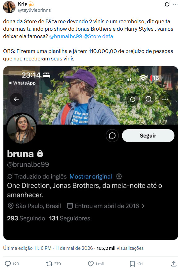 Reprodução: X/@tayliviebrinns
