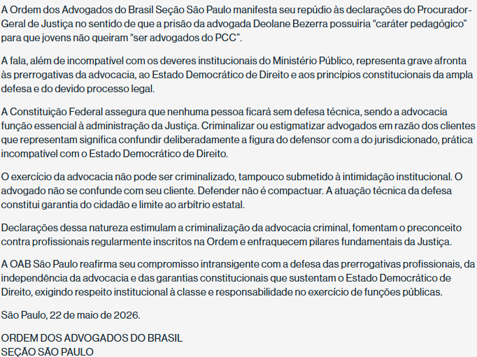 Crédito: Reprodução OAB-SP/Site oficial
