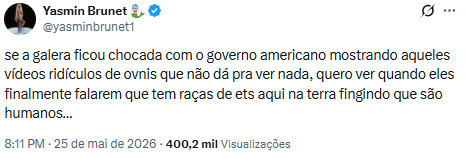 Reprodução: X/@yasminbrunet1