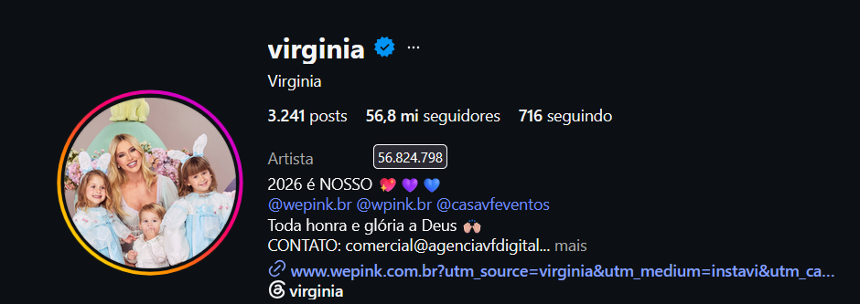 Foto: Reprodução/Instagram @virginia