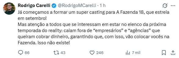 Reprodução: X/@RodrigoMCarelli Reprodução: X/@RodrigoMCarelli
