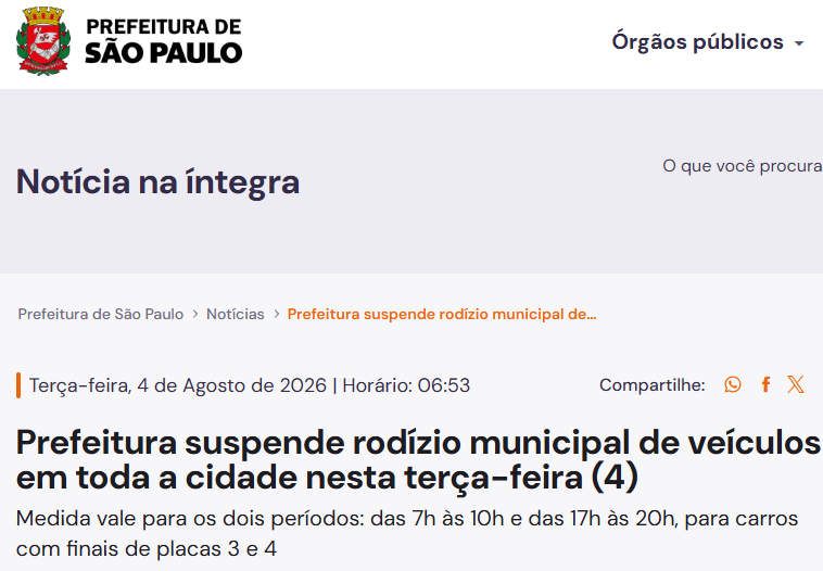 Reprodução: Prefeitura de São Paulo/Site oficial Reprodução: Prefeitura de São Paulo/Site oficial