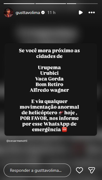 Reprodução: Instagram/@gusttavolima