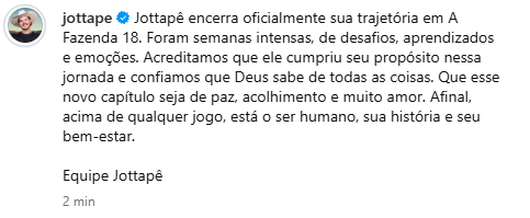 Reprodução: Instagram/@jottape