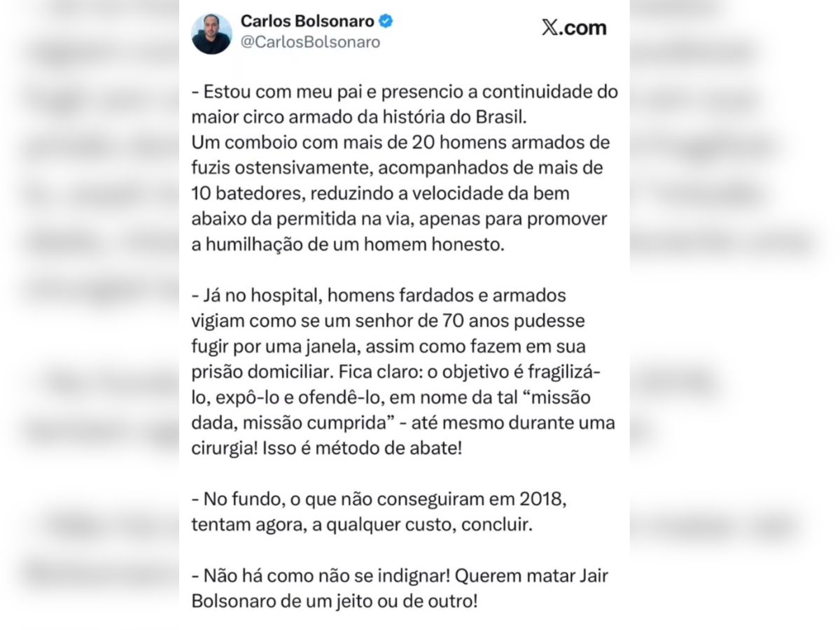 Reprodução / X: @CarlosBolsonaro Reprodução / X: @CarlosBolsonaro