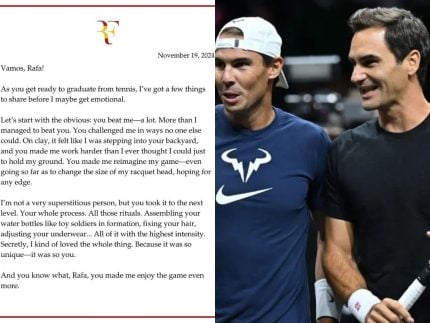 Prestes a se aposentar, Rafael Nadal ganha carta emocionada de Roger Federer