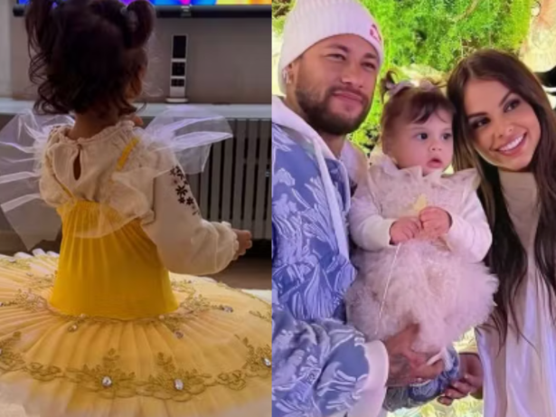 Alerta fofura: Amanda Kimberlly registra Helena, sua filha com Neymar, imitando bailarina