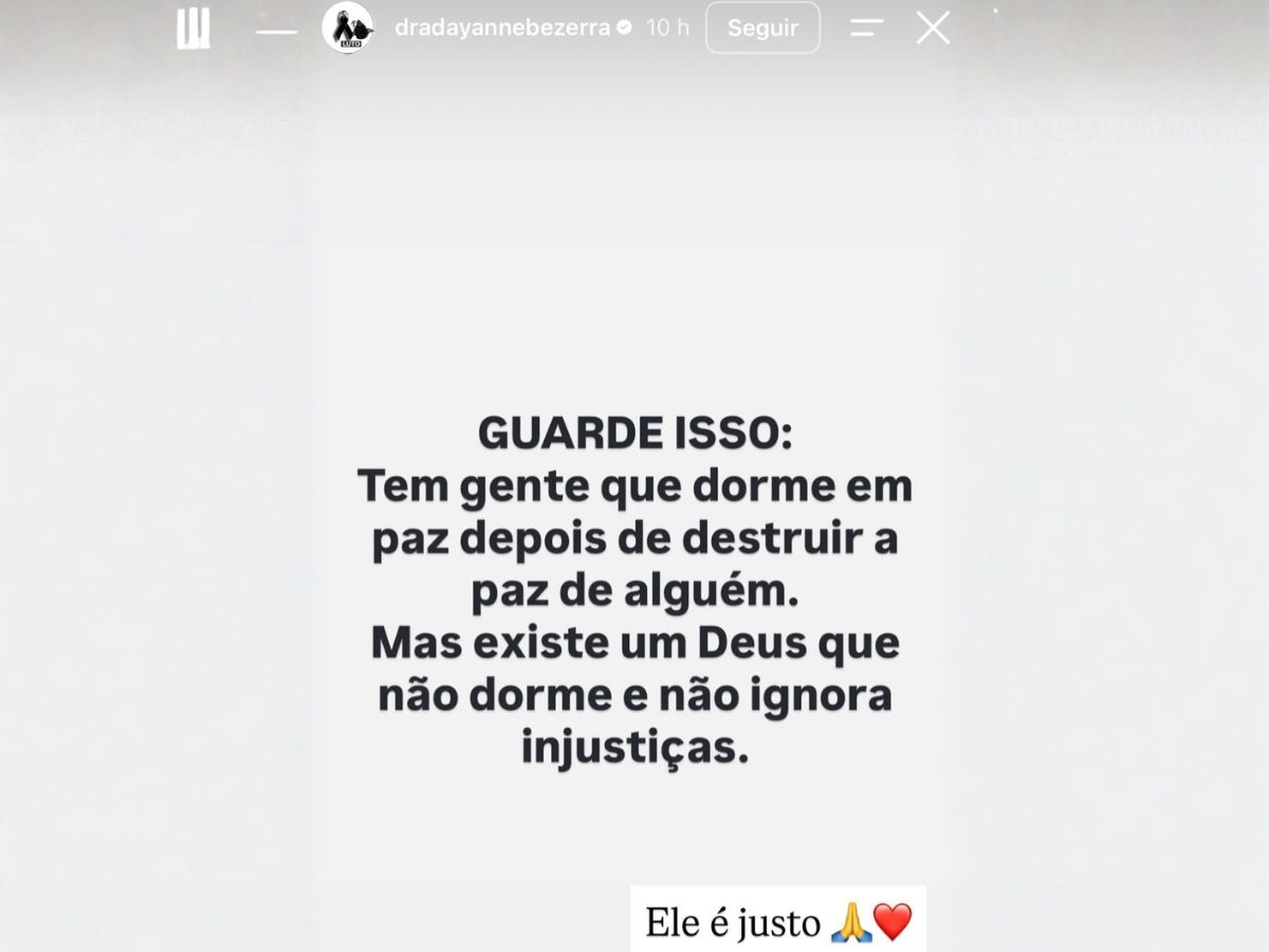 Reprodução / Instagram: @dradayannebezerra